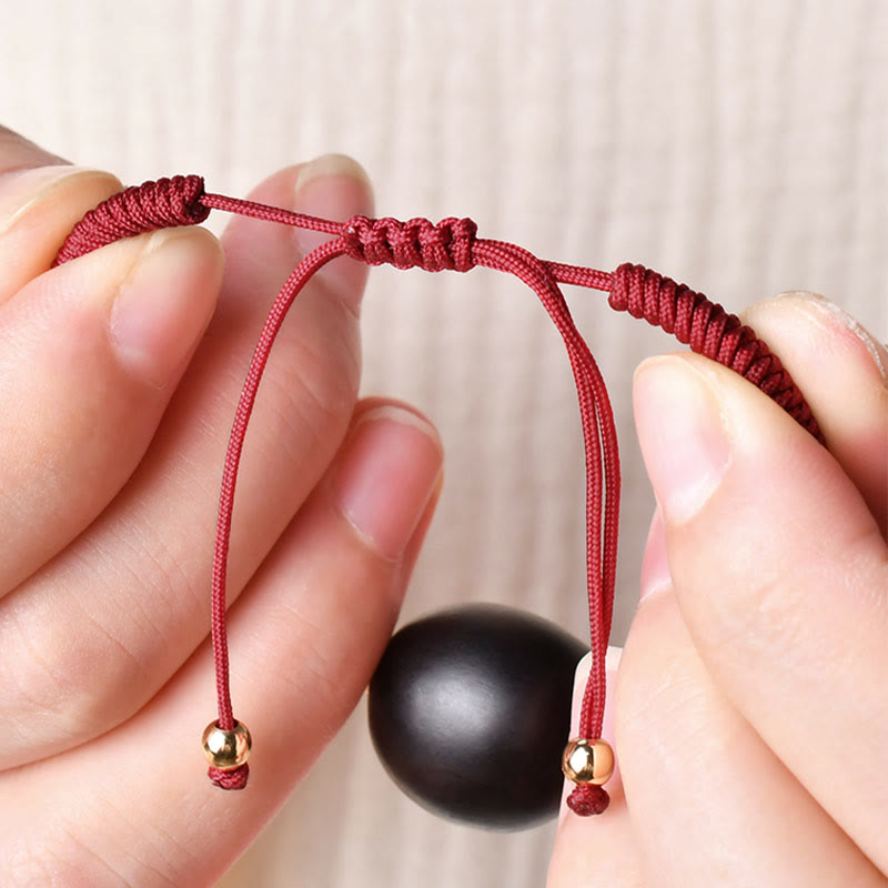Nimara Ritual Ebony Wood Cat Head Pattern Peace King Kong Knot Braided Bracelet