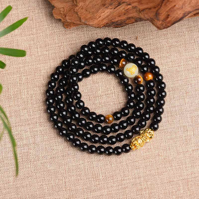 Nimara Ritual Chinese Zodiac Obsidian PiXiu Protection Mala Bracelet