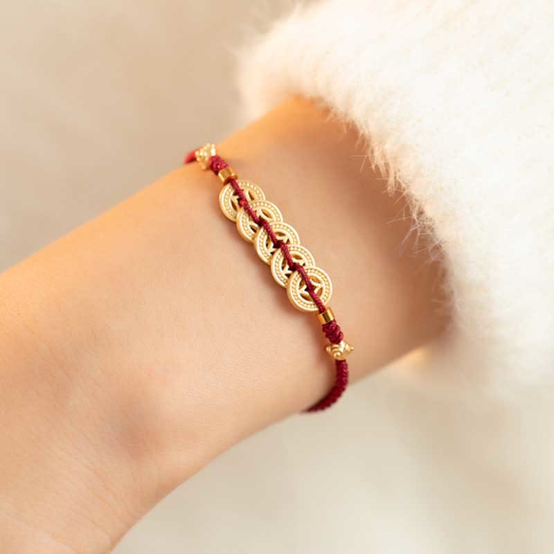 Nimara Ritual Copper Coin Fortune Tree Luck Strength Braided Bracelet