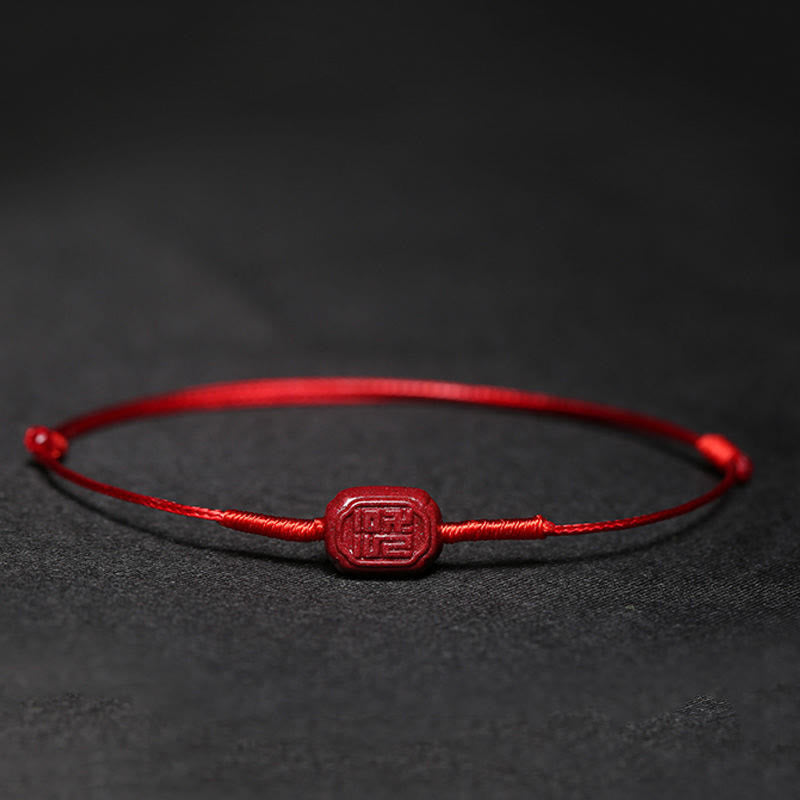 Nimara Ritual Handmade Plum Blossom Four Leaf Clover PiXiu Lotus Koi Fish Cinnabar Blessing Braid Bracelet