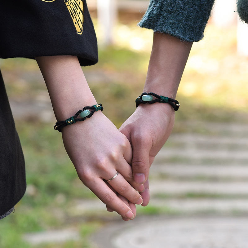 Nimara Ritual Tibetan Jade Lucky Black Rope Couple Bracelet
