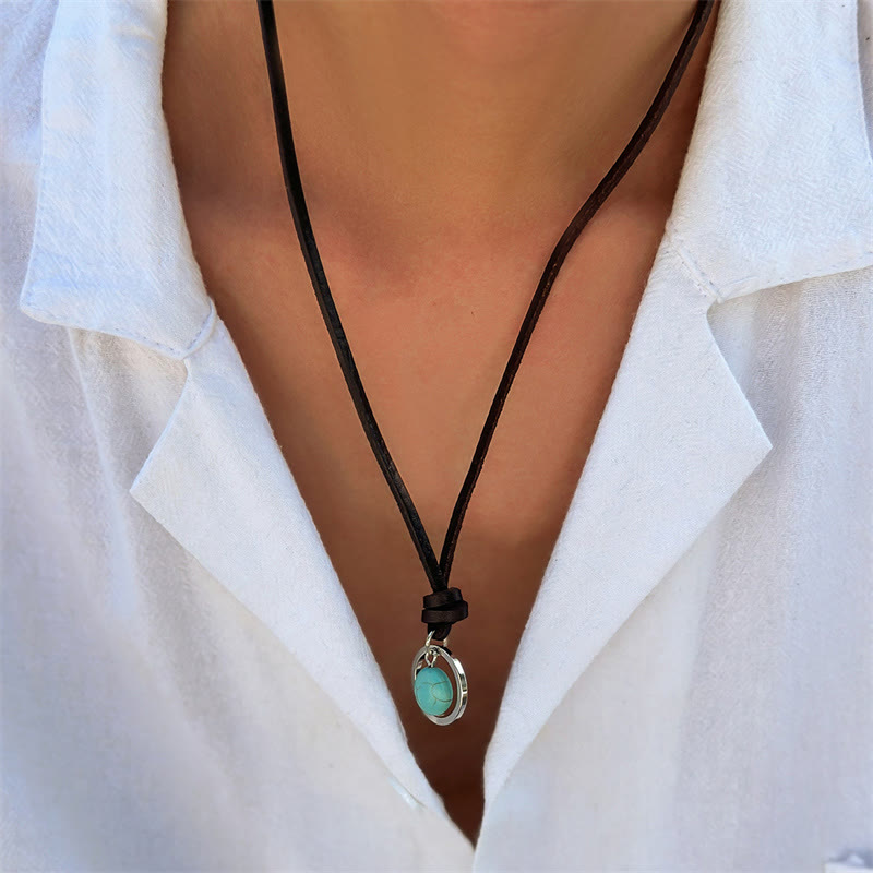 Nimara Ritual Round Turquoise Stone Protection Strength Necklace Pendant