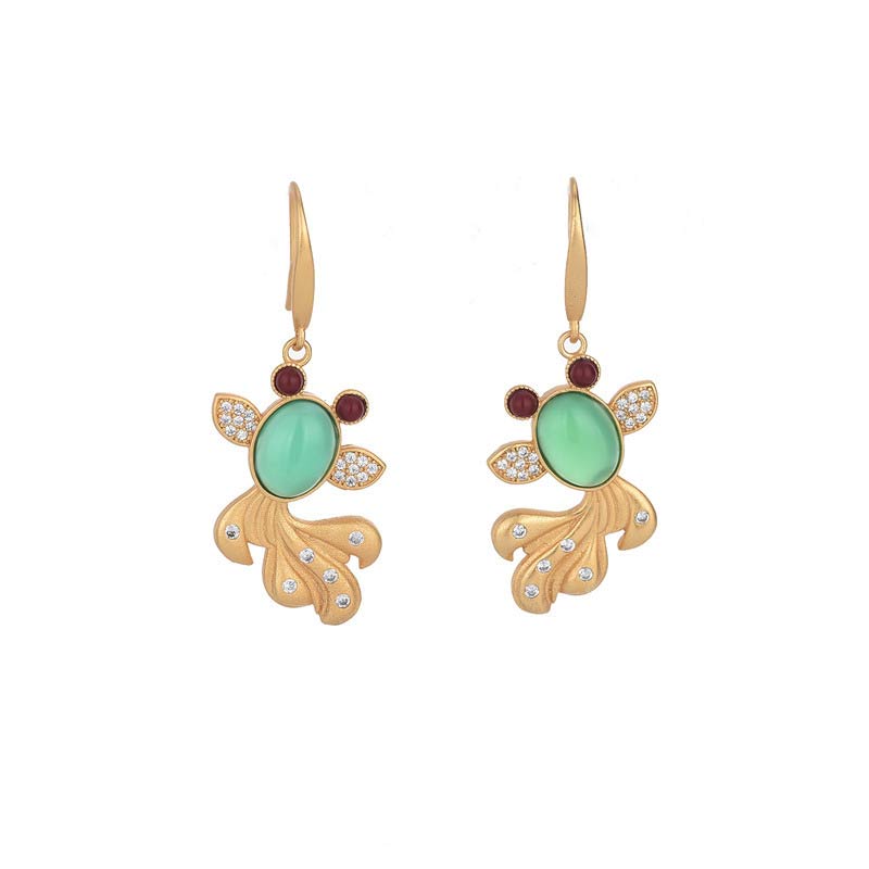 Nimara Ritual FengShui Jade Koi Fortune Earrings