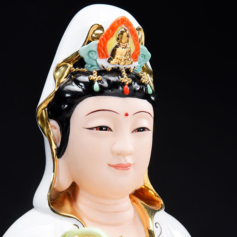 Nimara Ritual Chenrezig Bodhisattva Avalokitesvara Success Ceramic Statue Home Decoration