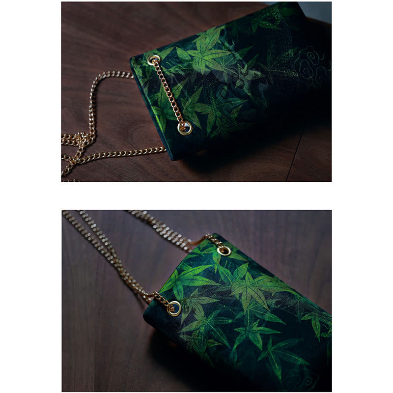Nimara Ritual Small Maple Leaf Persimmon Metal Chain Crossbody Bag Shoulder Bag Cellphone Bag