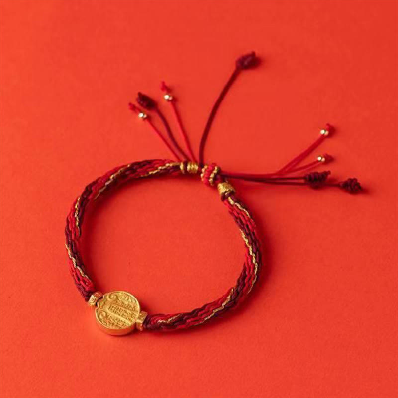 Nimara Ritual Five Directions Gods of Wealth Handmade Reincarnation Knot Protection String Braid Bracelet