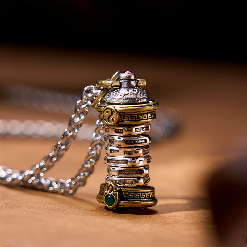 Nimara Ritual Yin Yang Tower Copper Balance Rotatable Necklace Pendant