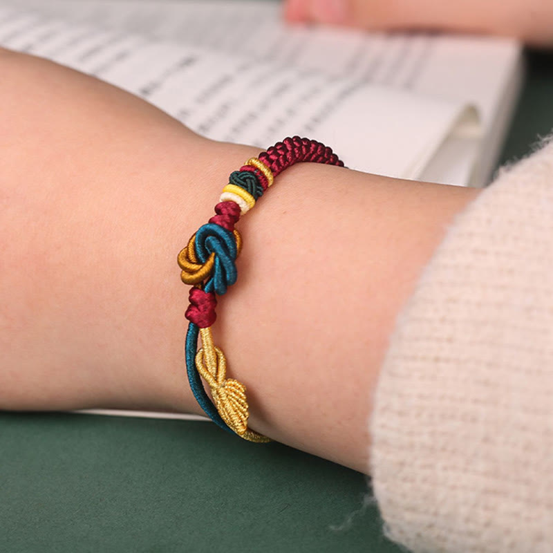 Nimara Ritual Tibetan Handmade Mandala Knot Leaf Luck Rope Bracelet