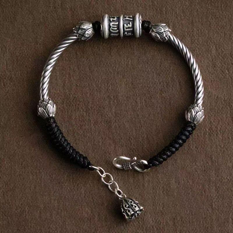 Nimara Ritual Om Mani Padme Hum Lotus Peace Braided Bracelet