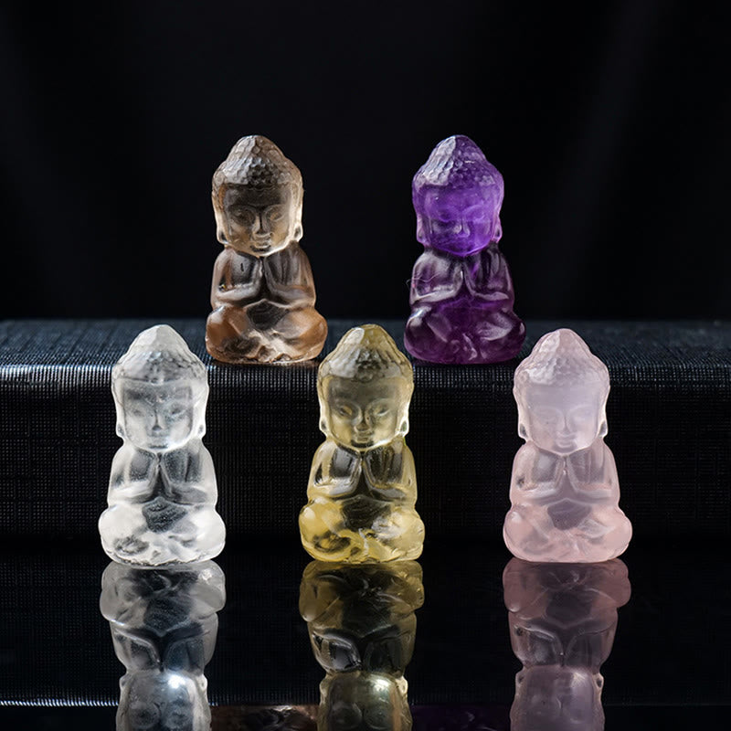 Nimara Ritual Various Crystal Amethyst Pink Crystal White Crystal Citrine Buddha Carved Spiritual Healing Necklace Pendant Decoration