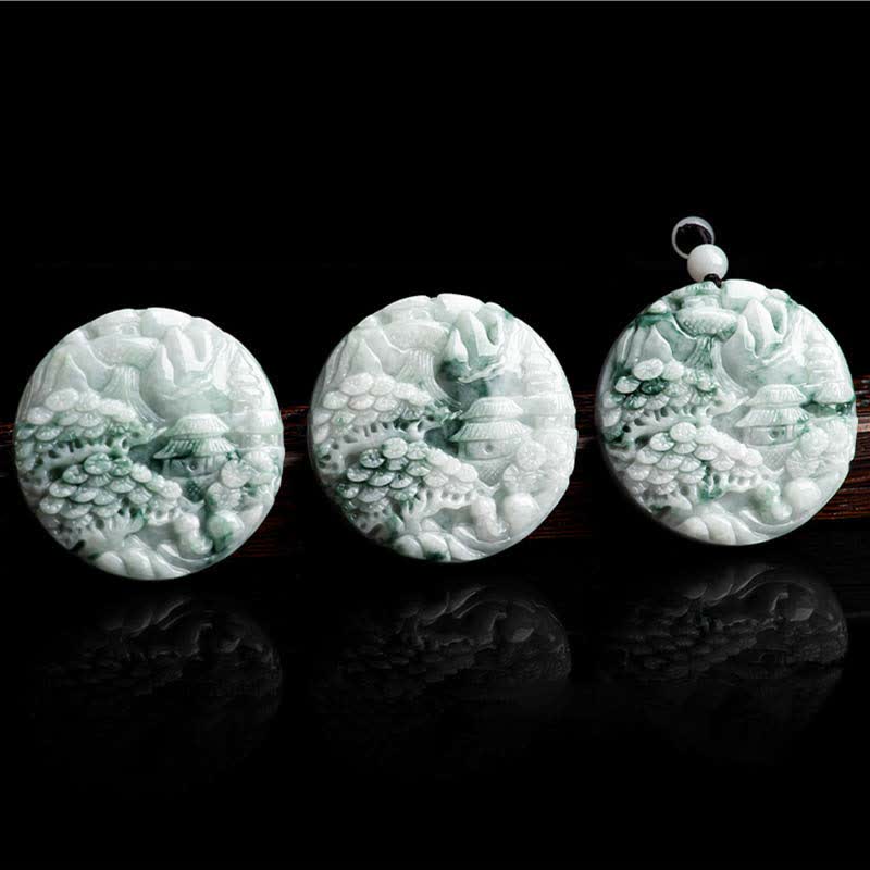 Nimara Ritual Mountain Landscape Jade Abundance String Necklace
