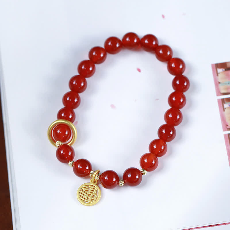 Nimara Ritual Natural Red Agate Blessing Letter Confidence Bracelet