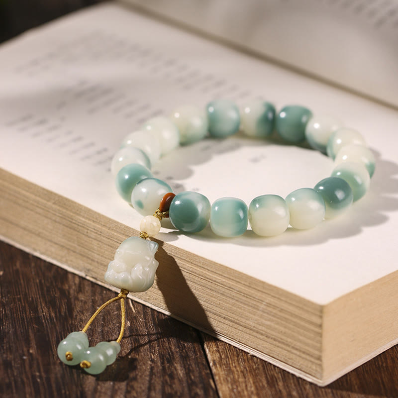 Nimara Ritual Gradient Bodhi Seed Nine Tailed Fox Cat Paw Claw Pine Cone Peace Bracelet