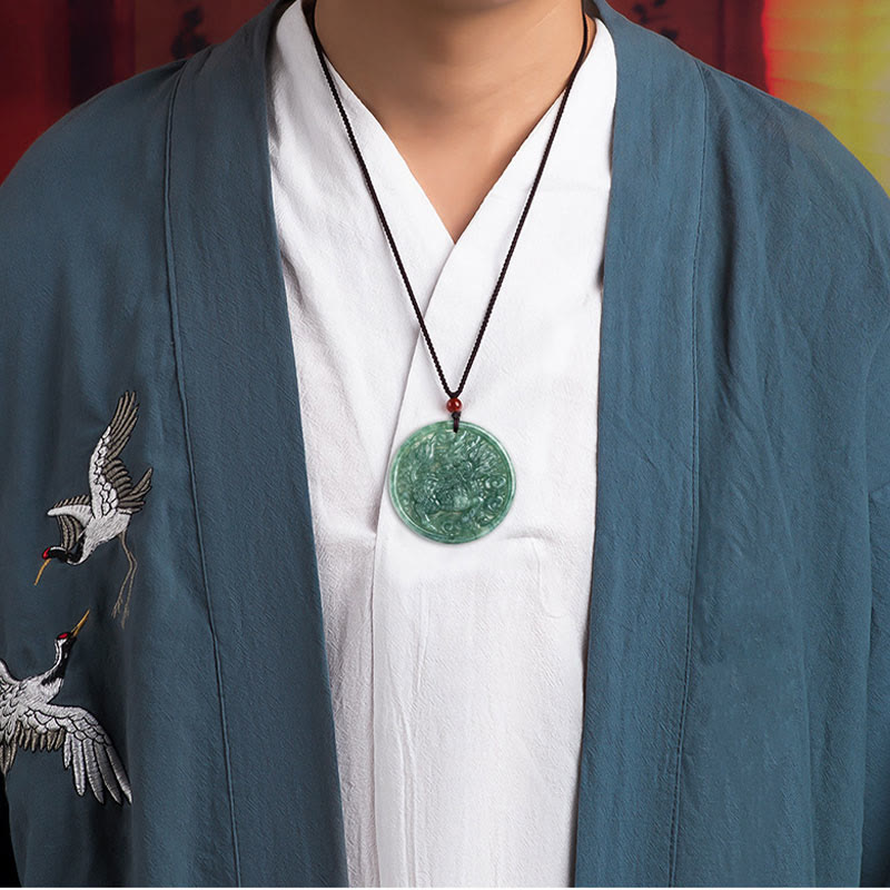 Nimara Ritual Natural Jade Kirin Abundance String Necklace Pendant