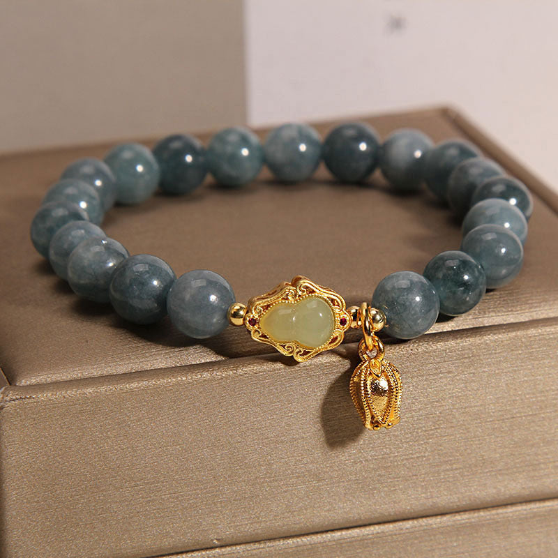 Nimara Ritual Natural Jade Gourd Tulip Charm Luck Bracelet