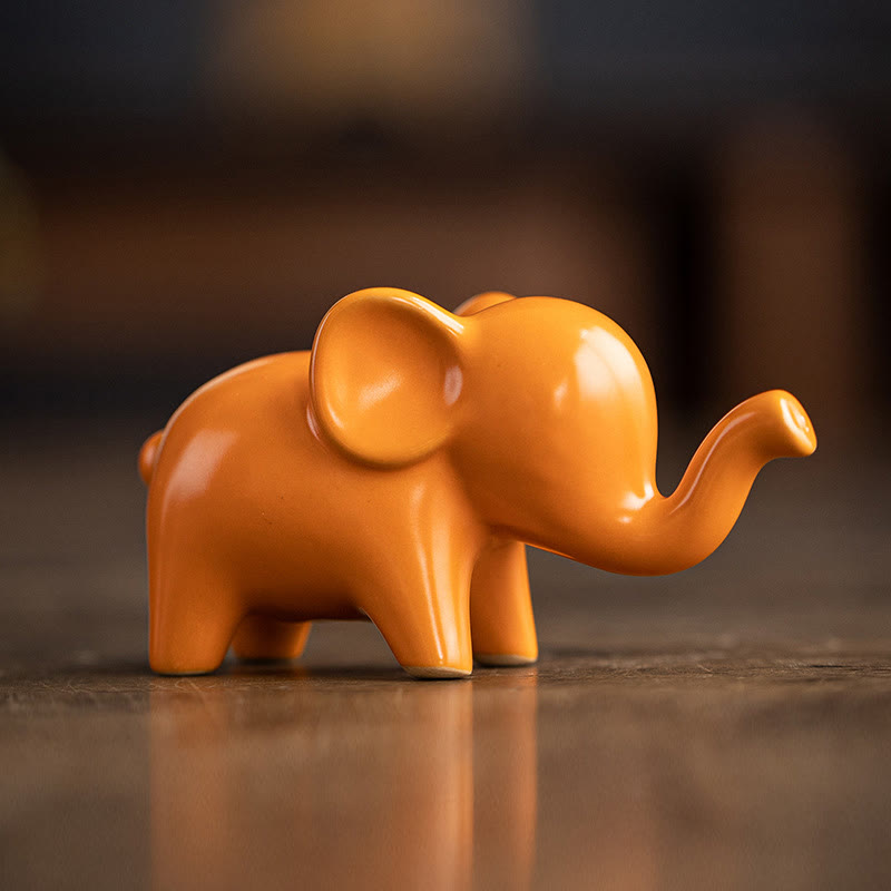 Nimara Ritual Small Ceramic Elephant Home Tea Pet Figurine Desk Decoration