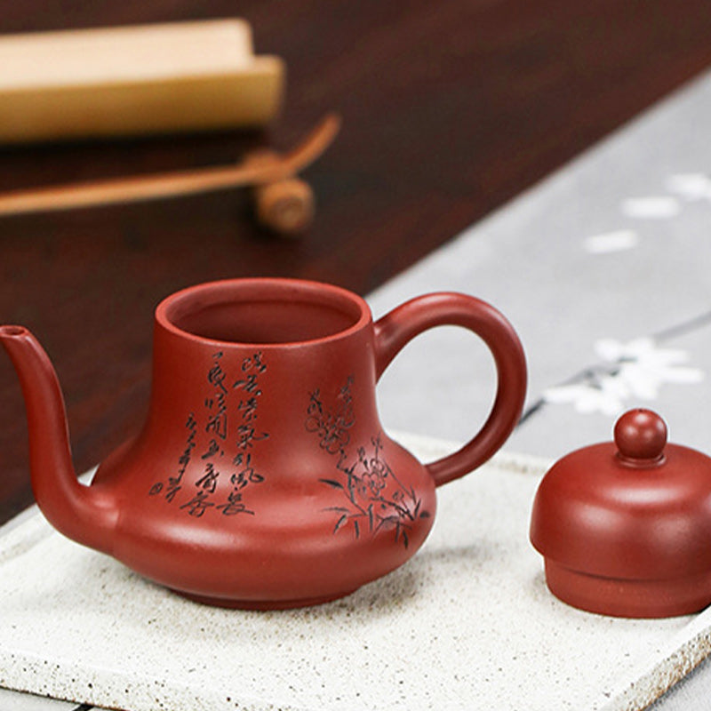 Nimara Ritual Vintage Bamboo Peach Blossom Purple Clay Kung Fu Teapot