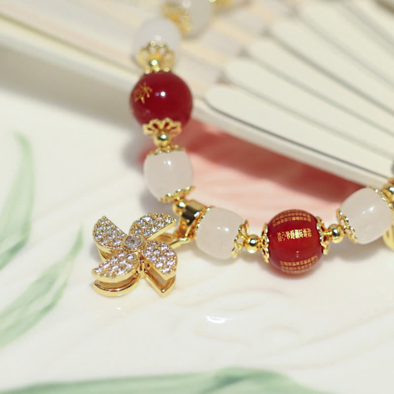 Nimara Ritual Windmill Chinese Lock Charm Fu Character Blessing Bracelet