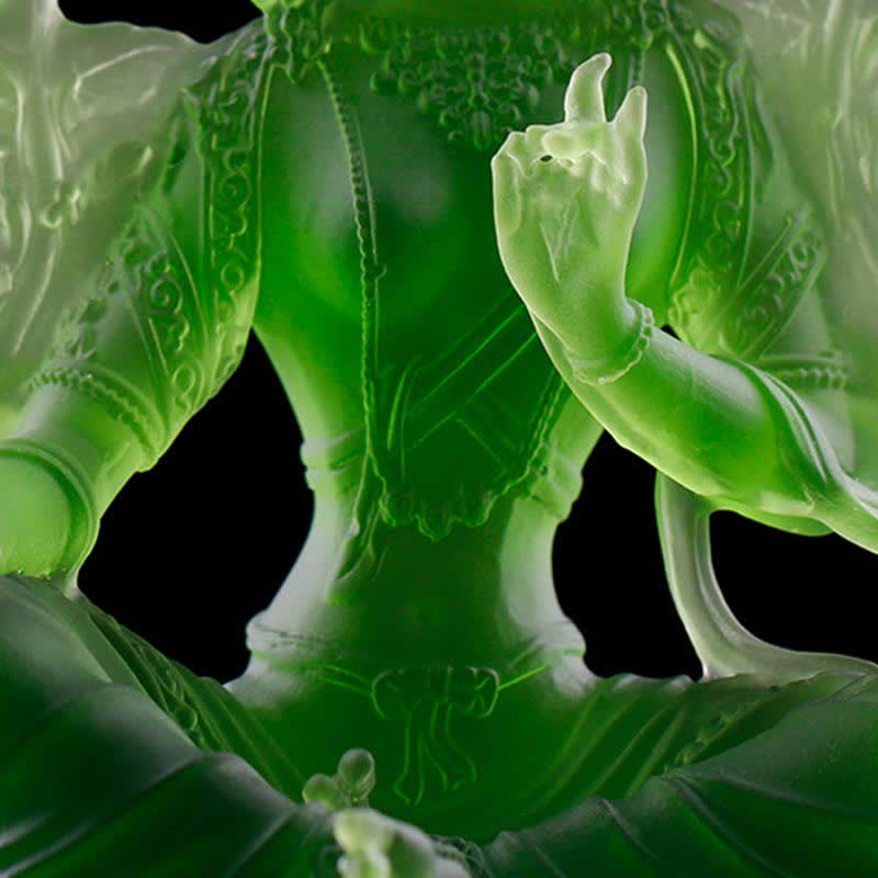 Nimara Ritual Bodhisattva Green Tara Handmade Liuli Crystal Art Piece Protection Home Office Statue Decoration