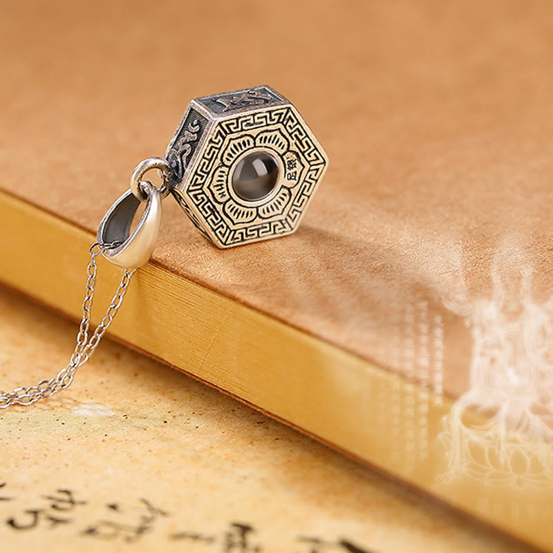 Nimara Ritual 990 Sterling Silver Tibetan Om Mani Padme Hum Lotus Love Projection Necklace Pendant
