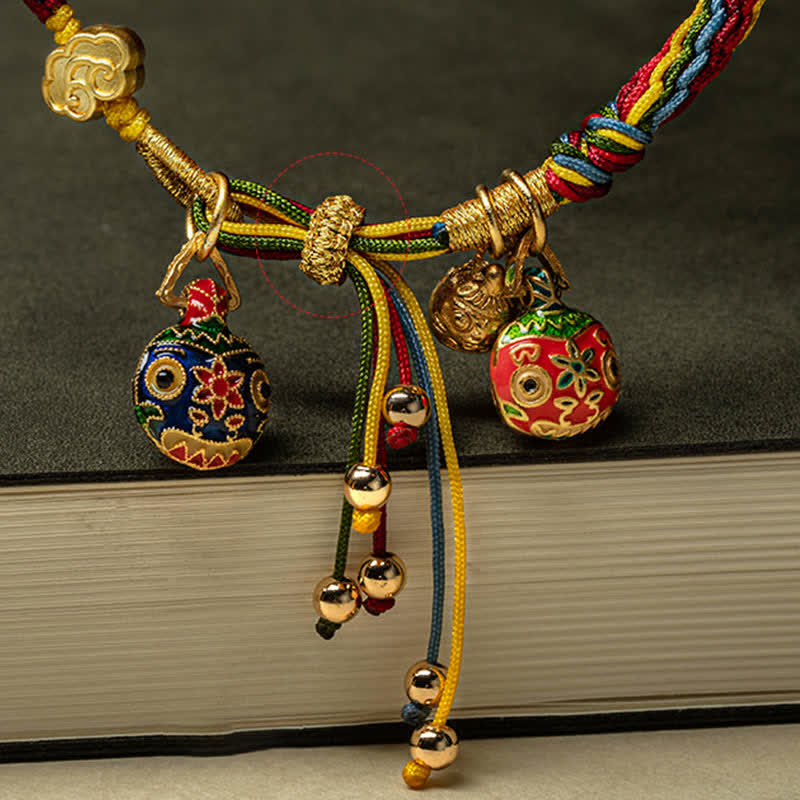 Nimara Ritual Gold Swallowing Beast Family Luck Reincarnation Knot Colorful String Bracelet