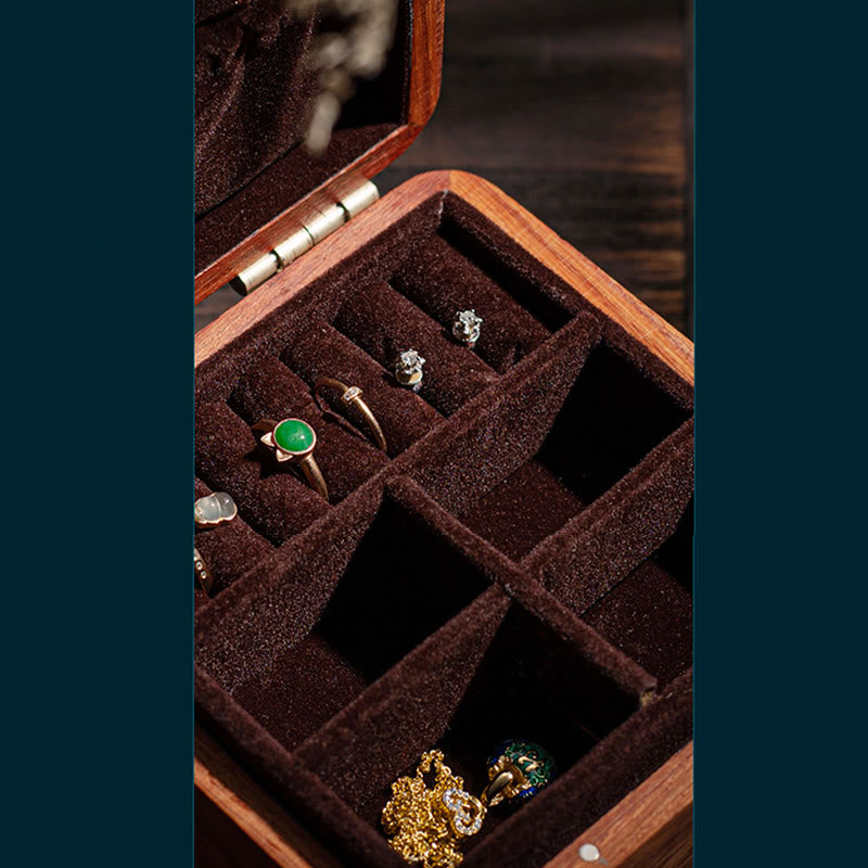 Nimara Ritual Antique Flower Leaf Handmade Rosewood Jewelry Storage Box Wooden Gift Organizer Box