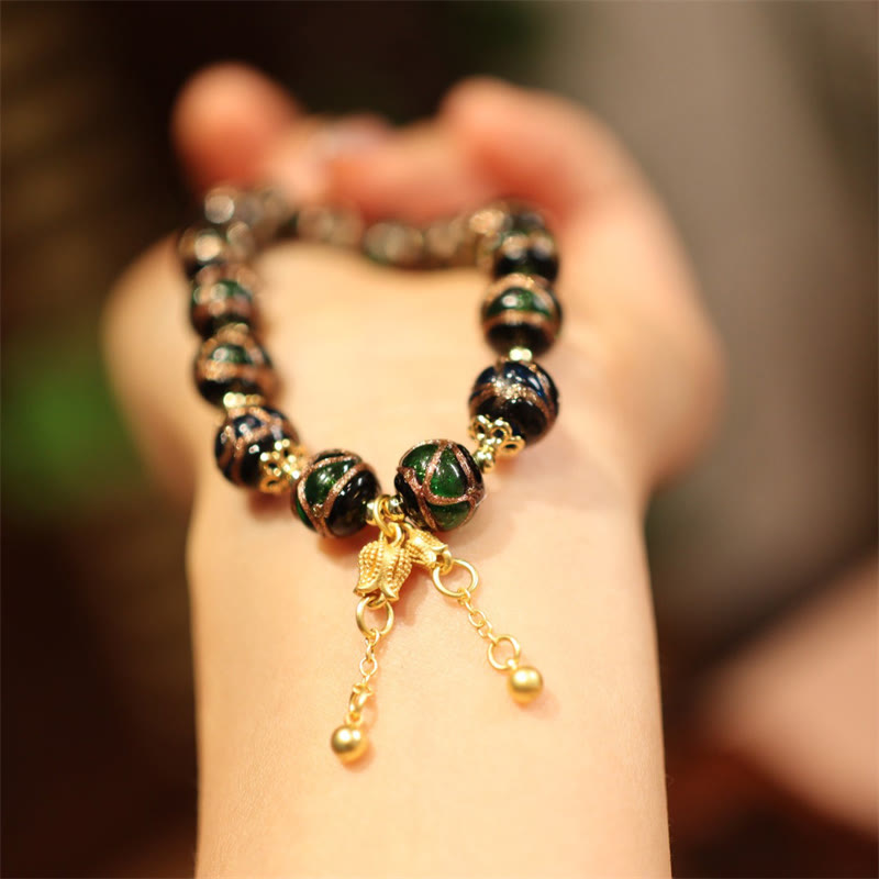 Nimara Ritual Tibetan Gold Swallowing Beast Family Five God Of Wealth Thangka Fortune Bead Bracelet