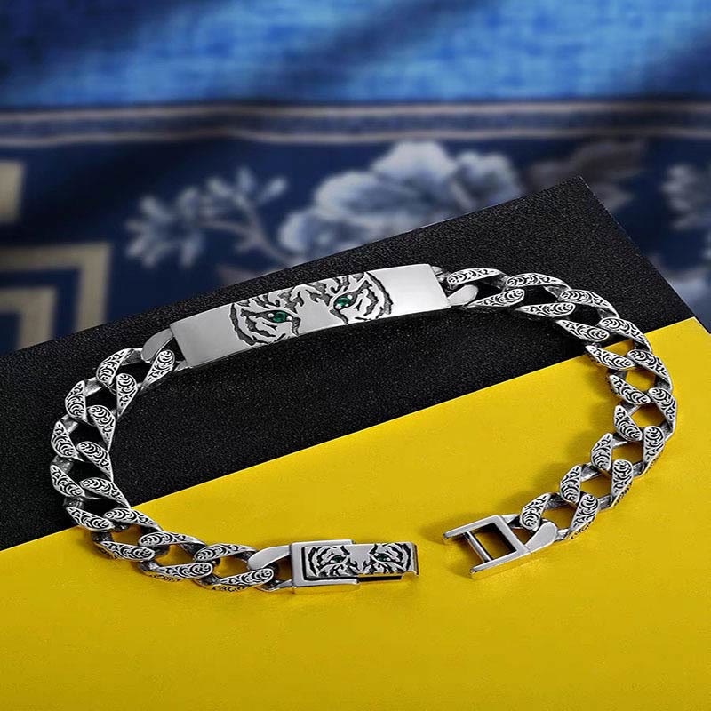 Nimara Ritual Tiger Tang Dynasty Flower Design Copper Luck Chain Bracelet