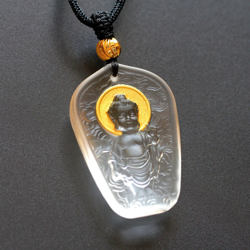 Nimara Ritual Tibetan Buddha Liuli Crystal Serenity Necklace Pendant