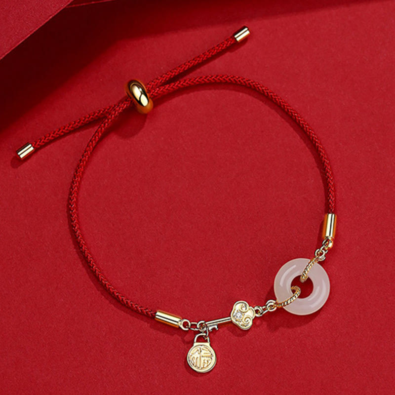 Nimara Ritual "Wishing You Peace and Protection" Jade Red Rope Bracelet Includes Gift Message Card