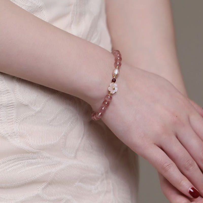 Nimara Ritual Strawberry Quartz Peach Blossom Love Bracelet