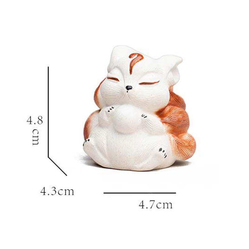 Nimara Ritual Mini Nine Tailed Fox Purple Clay Luck Desk Decoration