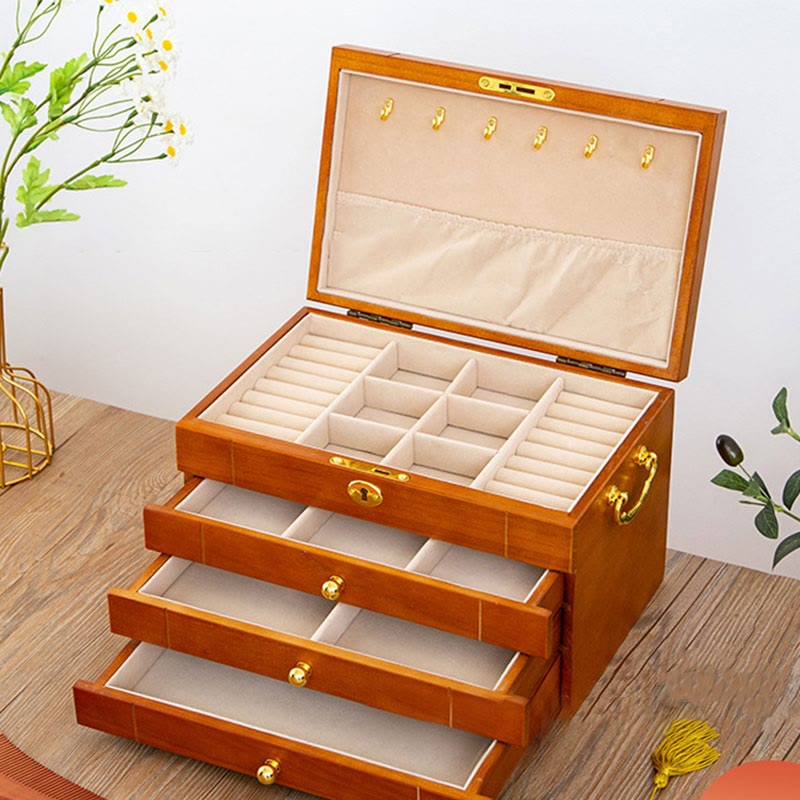 Nimara Ritual Retro Solid Wood Jewelry Box Four-Layer Wooden Jewelry Storage Box