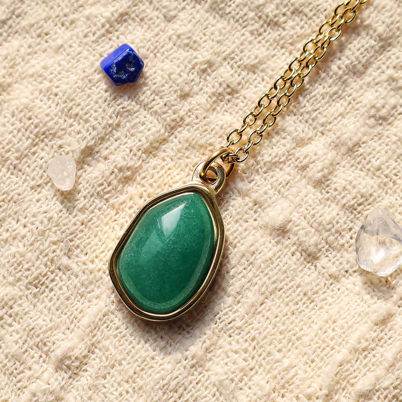 Nimara Ritual Natural Green Aventurine Amethyst Rose Quartz Blessing Necklace Pendant