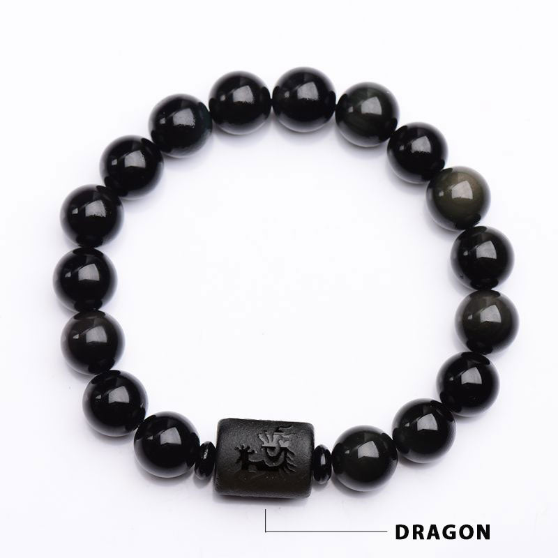 Nimara Ritual Soul Cleansing Black Obsidian Phoenix Dragon Bracelet