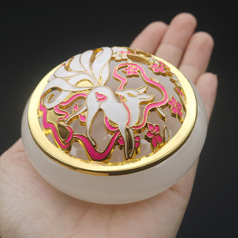 Nimara Ritual Nine Tailed Fox Liuli Crystal Healing Meditation Incense Burner
