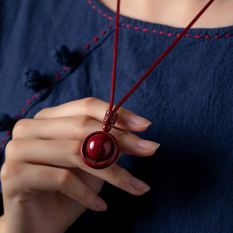 Nimara Ritual Cinnabar Om Mani Padme Hum PiXiu Blessing Lucky Bead Necklace Pendant