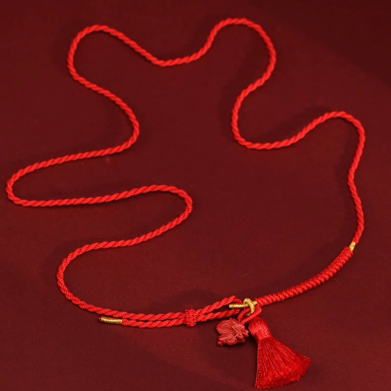 Nimara Ritual Natural Cinnabar Dragon Blessing Red String Belly Chain