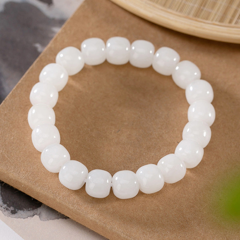 Nimara Ritual Hetian White Jade Happiness Blessing Bracelet