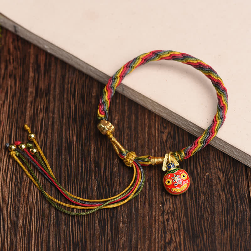 Nimara Ritual Gold Swallowing Beast Family Luck Reincarnation Knot Colorful String Bracelet