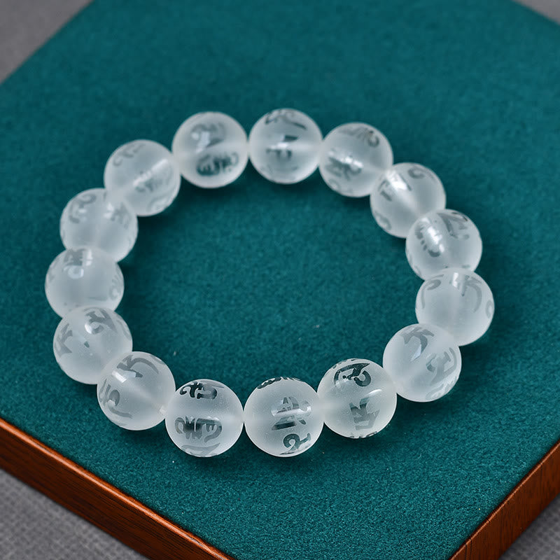 Nimara Ritual Tibet White Crystal Black Onyx Om Mani Padme Hum Meditation Bracelet