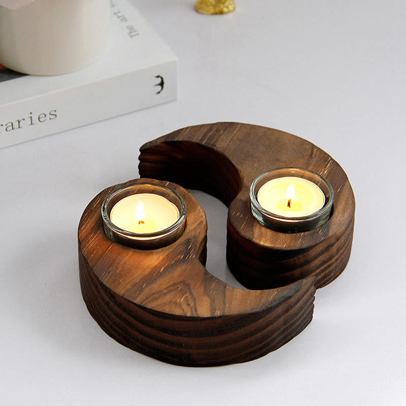 Nimara Ritual Yin Yang Wood Candle Holder Meditation Rituals Use Items