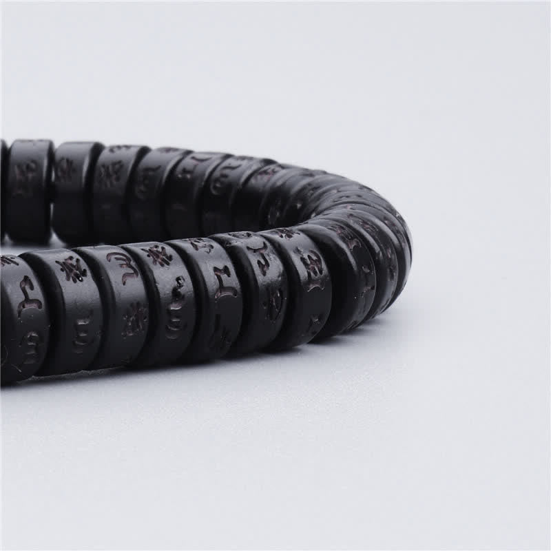 Nimara Ritual Tibetan Coconut Shell Beads Engraved Om Mani Padme Hum Mantra Happiness Bracelet