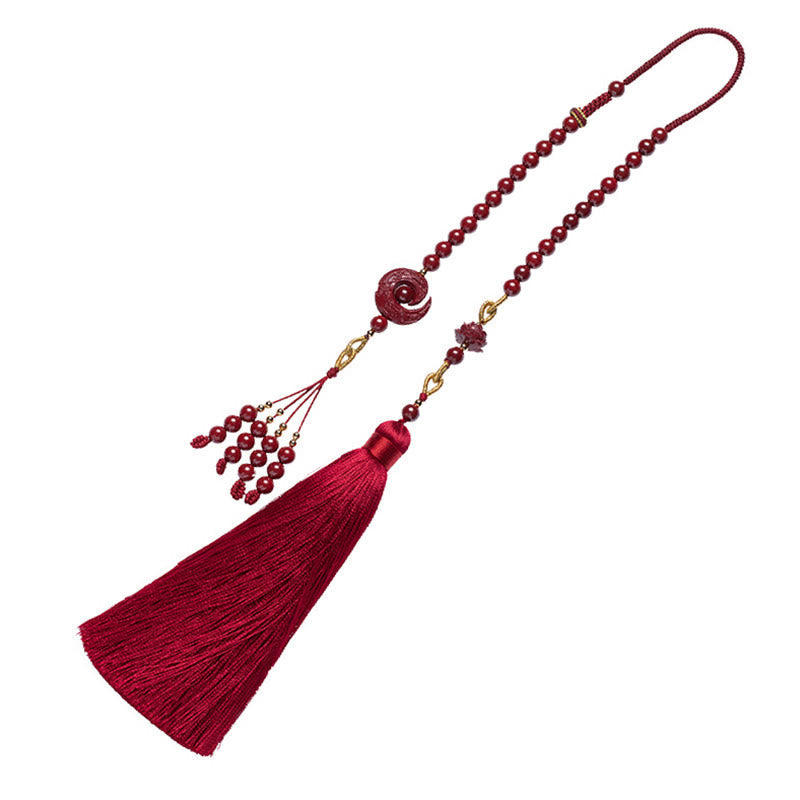 Nimara Ritual One's Luck Improves Design Patern Natural Cinnabar Lotus Blessing Car Hanging Decoration