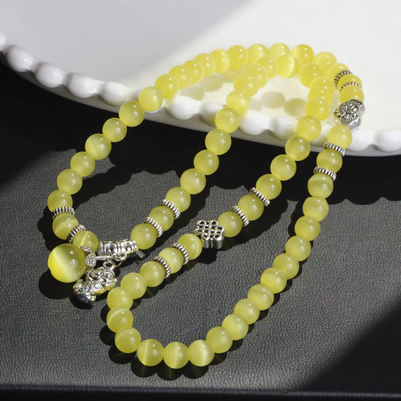 Nimara Ritual Cat Eye PiXiu Support Triple Wrap Bracelet