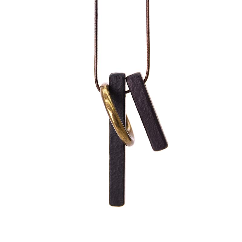 Nimara Ritual Zen Circle Ebony Wood Enlightenment Necklace Pendant