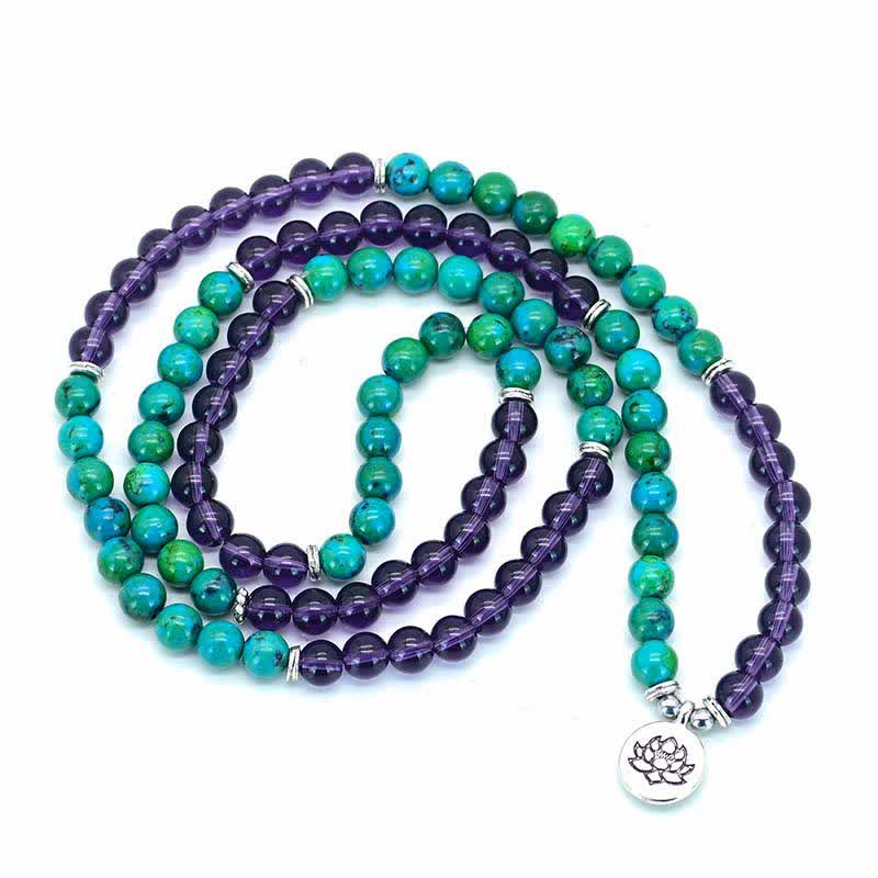 Nimara Ritual Amethyst Green Aventurine Spiritual Lotus Charm Bracelet
