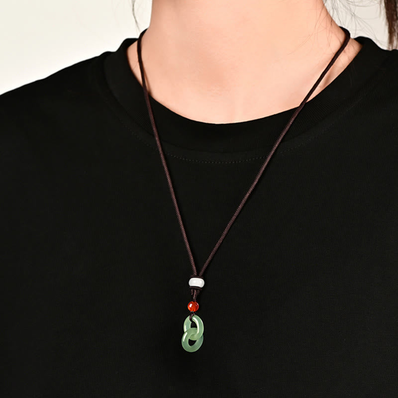 Nimara Ritual Natural Hetian Cyan Jade White Jade Double Peace Buckle Success Necklace Pendant