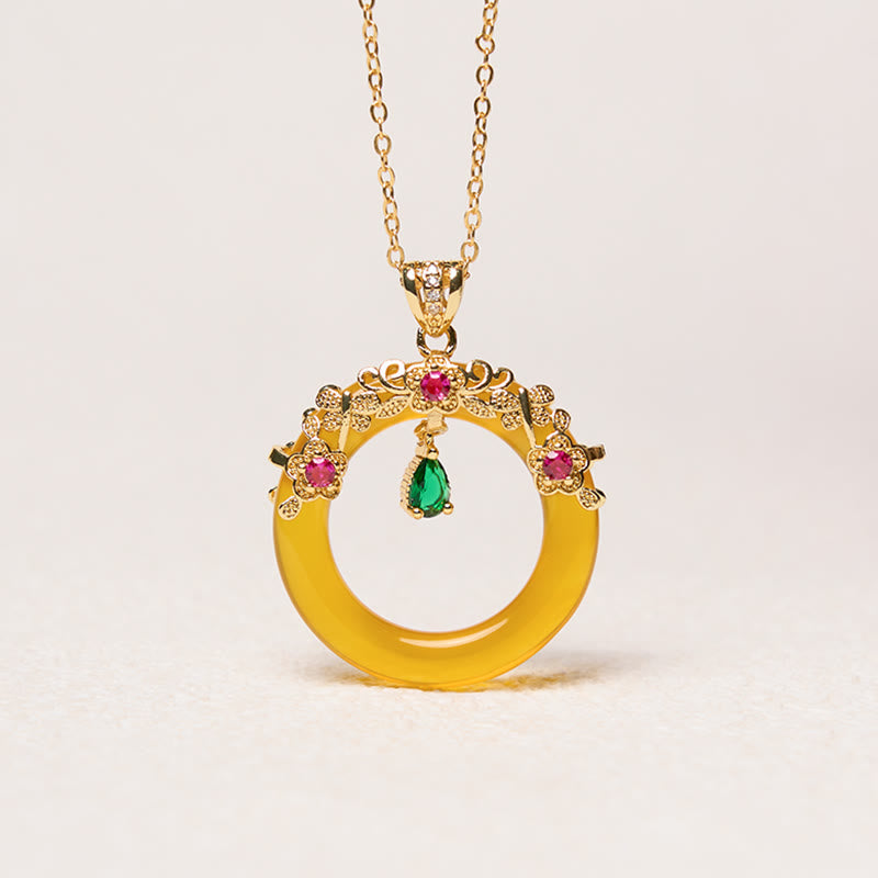 Nimara Ritual Green Chalcedony Peace Buckle Design Strength Necklace Pendant