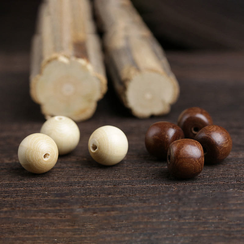 Nimara Ritual Natural Abelia Biflora Wood Hetian Jade Bamboo Bead Warding Off Evil Spirits Bracelet